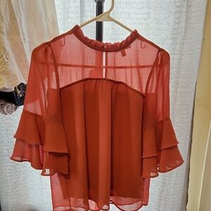 Monteau Elegant Sheer Blouse